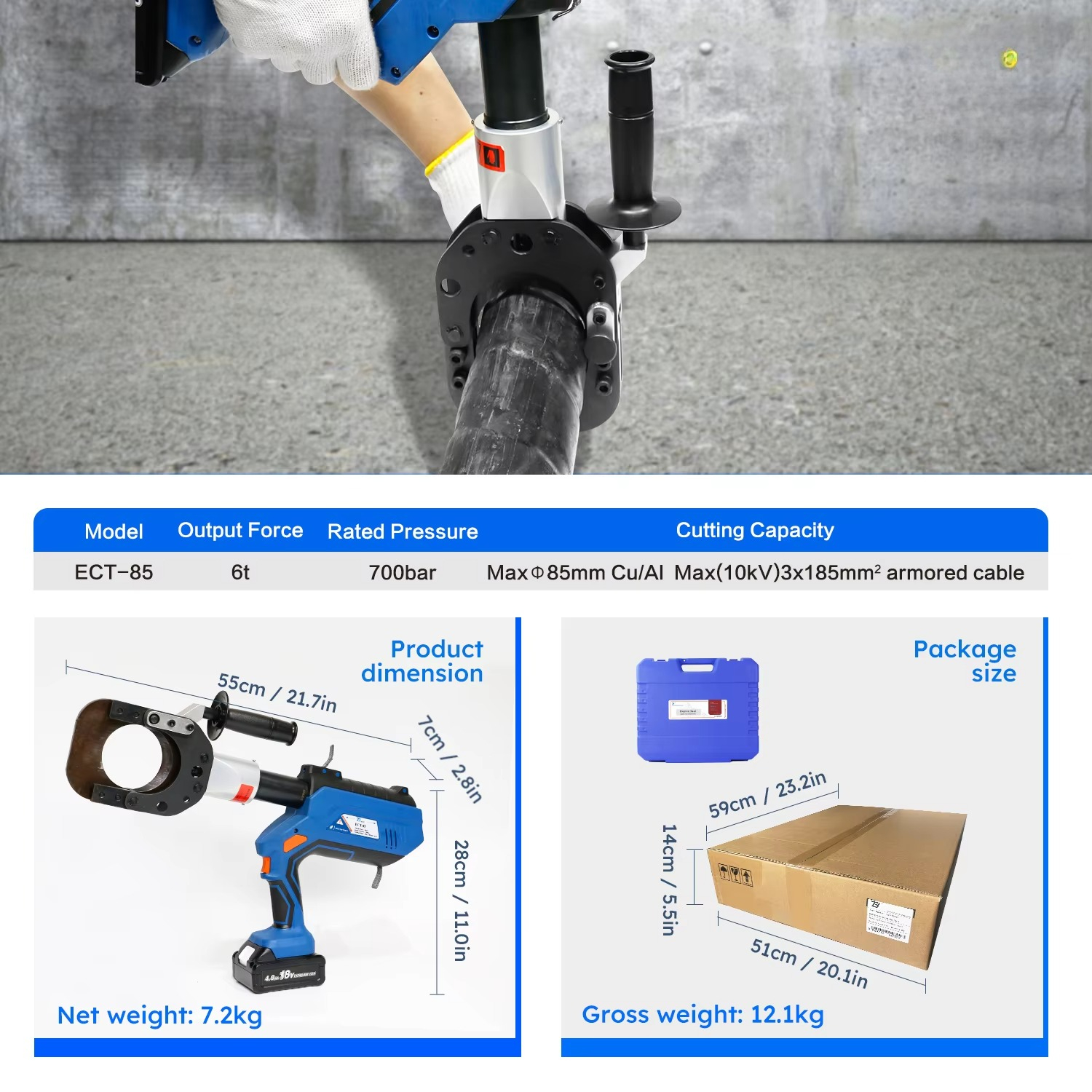 ECT-85 Powerful 85mm OEM Facto - Power Tools Hydraulic ulasan dan harga